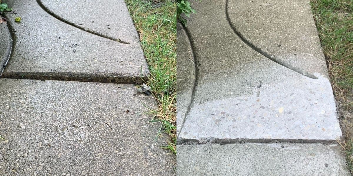Sidewalk concrete repair with grass border