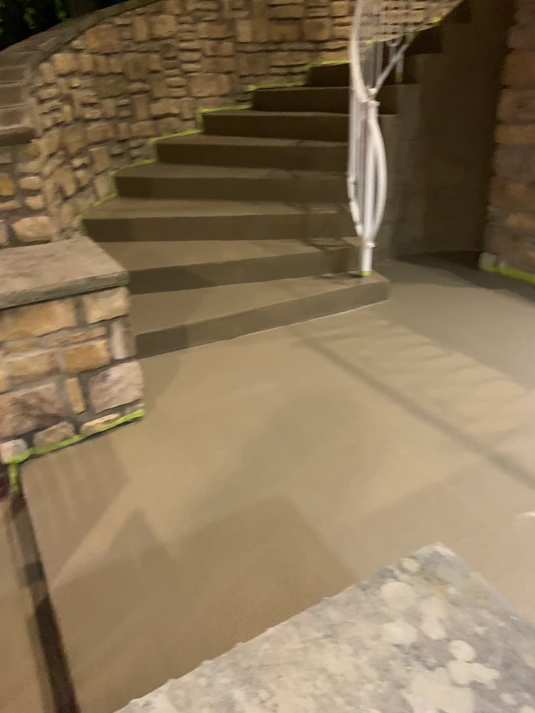 Concrete stair overlay project progress before final finish near Buffalo NY