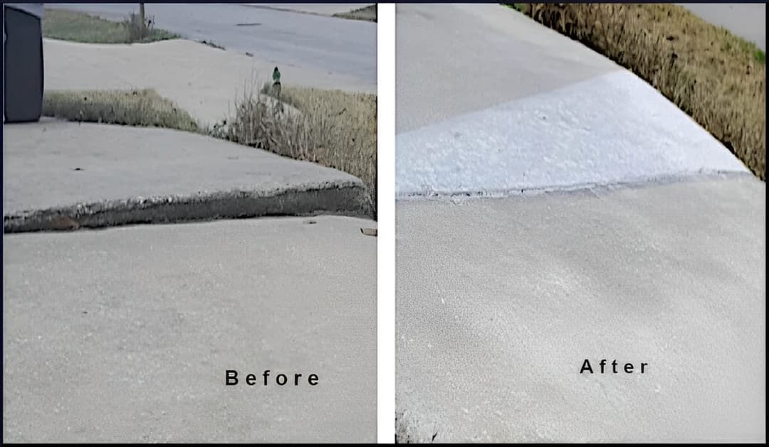 Before and after concrete cleaning result